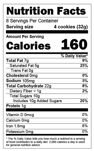 nutrition fact better cookies